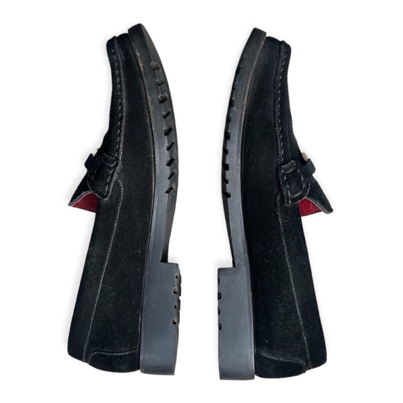 Salvatore Ferragamo Sport Black Suede Leather Loafers with Gold Buckle –Size 8.5 - Picture 5 of 16